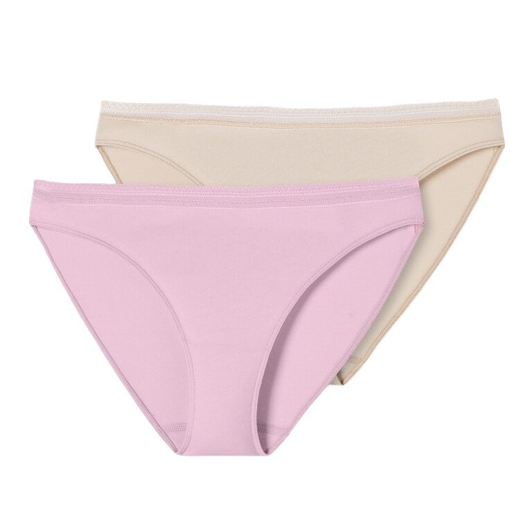 Schiesser Unterwäsche Rio-Slip Spitze Cotton Lace rosa/sandbraun Damen - 2 Stück