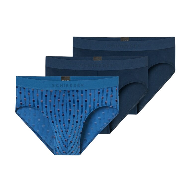 Schiesser Unterwäsche Slip Rio Organic Cotton 95/5 mehrfarbig navyblau/blau Herren - 3 Stück