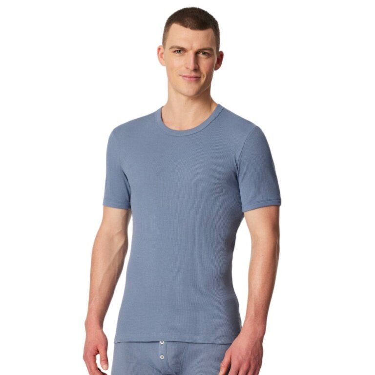 Schiesser Unterwäsche Shirt Revival Friedrich (Baumwolle) Kurzarm blaugrau Herren