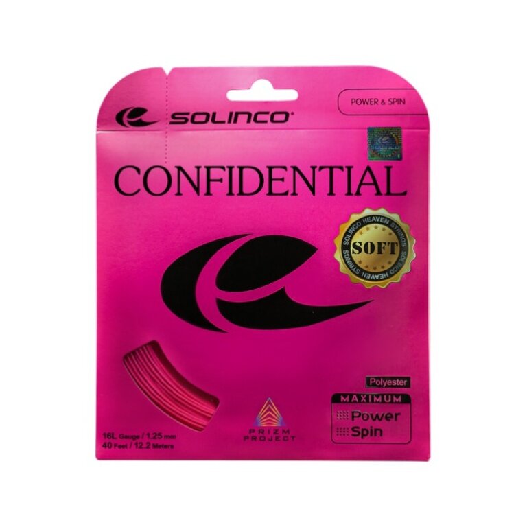 Solinco Tennissaite Confidential Soft (Haltbarkeit+Spielgefühl) pink 12m Set