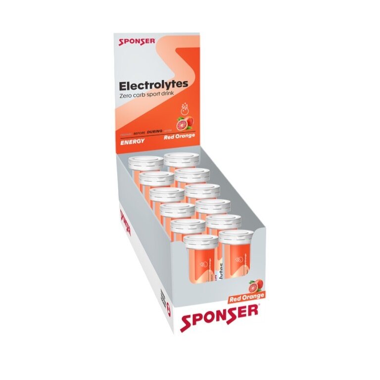Sponser Electrolytes Blutorange (Zero-Carb Sportgetränk mit Elektrolyten) 12x10 Tabs Box