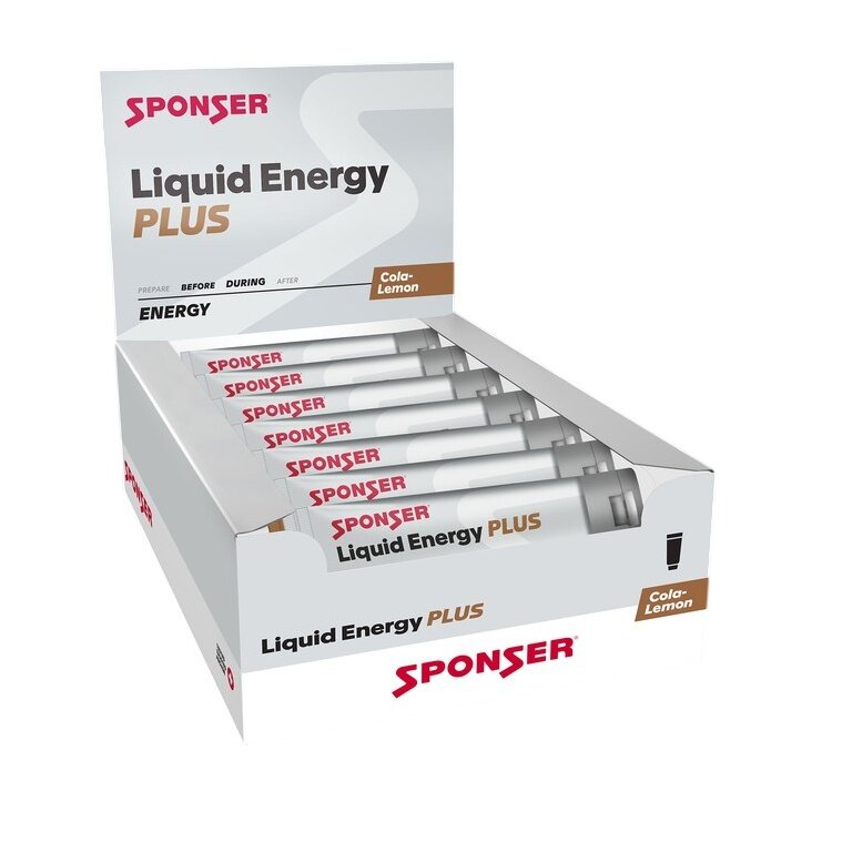 Sponser Energy Liquid PLUS Gel (Kohlenhydrat Gel mit Koffein und Taurin) Cola/Lemon 18x70g Box