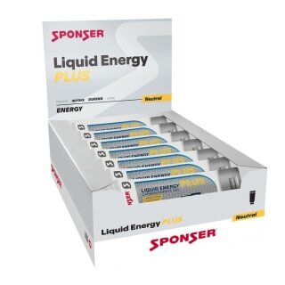 Sponser Energy Liquid PLUS Gel (Kohlenhydrat Gel mit Koffein und Taurin) Neutral/Koffein 18x70g Box