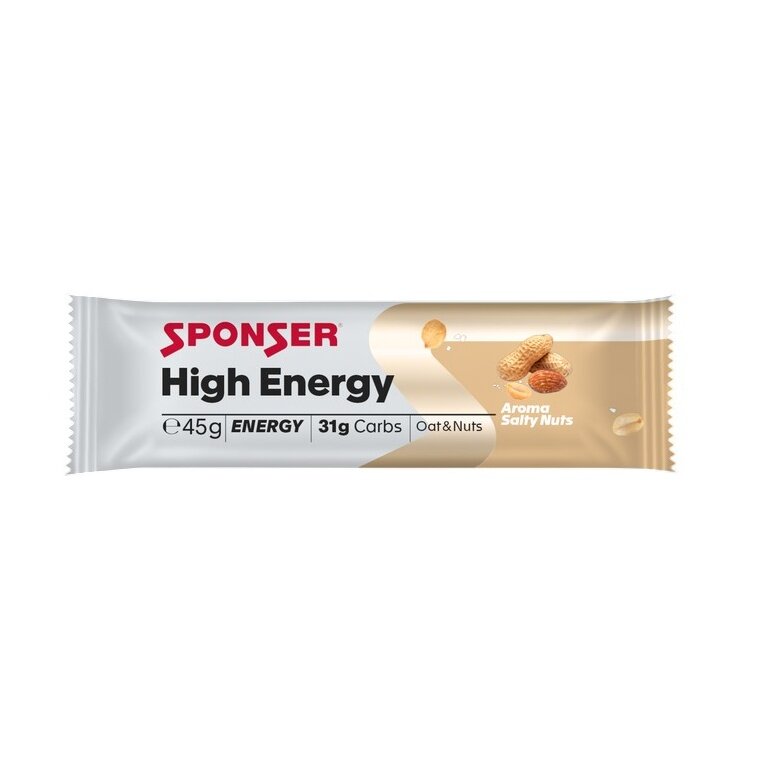 Sponser Riegel High Energy (hohe Energiedichte, optimale Verträglichkeit) Salty Nuts - Testsieger - 30x45g Box
