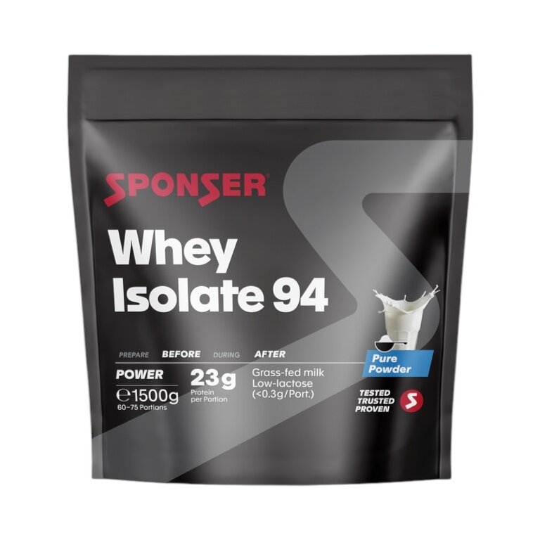 Sponser Whey Isolate 94 Proteinpulver (reines Whey Isolate CFM, max. Eiweißgehalt, laktosefrei) Neutral 1500g Stehbeutel