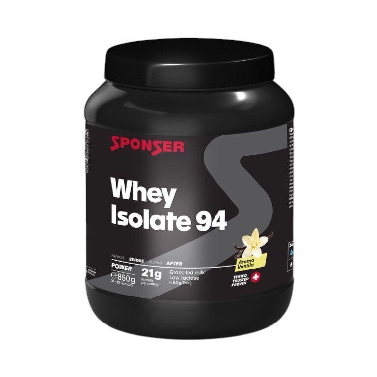 Sponser Whey Isolate 94 Proteinpulver (reines Whey Isolate CFM, max. Eiweißgehalt, laktosefrei) Vanille 850g Dose