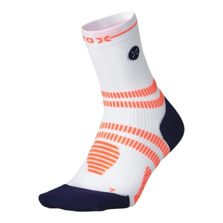 STOX Energy Socks Laufsocke Kompression Running Ankle Socks (gezielte Kompression) weiß/orange Damen - 1 Paar