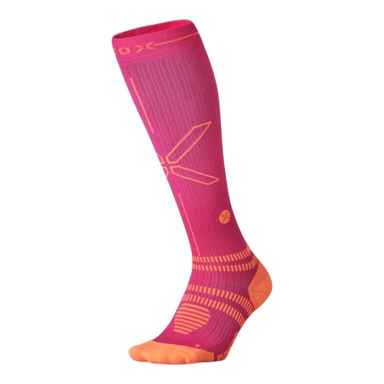 STOX Energy Socks Laufsocke Kompression Running Socks (fördert Durchblutung) pink/orange Damen - 1 Paar