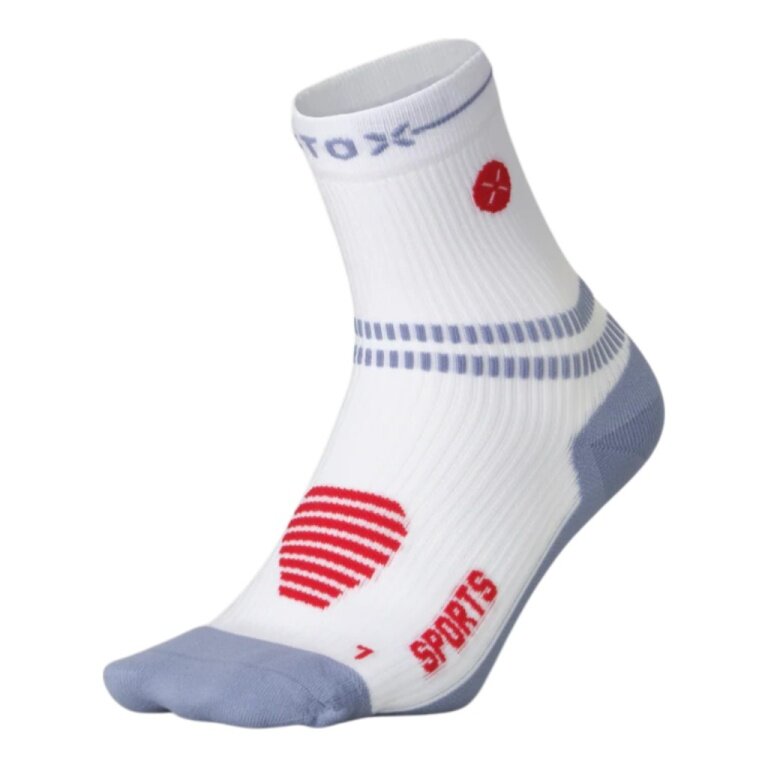 STOX Energy Socks Sportsocke Kompression Sports Ankle Socks (gezielte Kompression) weiss/blau/rot Damen - 1 Paar