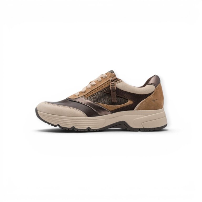 Tamaris Wide Fit Sneaker (Materialmix, mit seitlichen Reissverschluss) 8-83705-45 camelbraun Damen