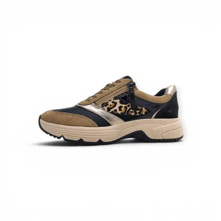 Tamaris Wide Fit Sneaker (Materialmix, mit seitlichen Reissverschluss) 8-83705-45 braun/schwarz Damen