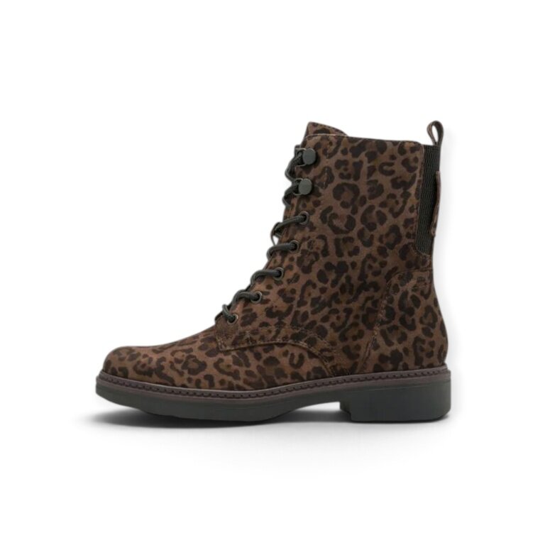 Tamaris Wide Fit Stiefelette Lace Boot Flat (Leder/Synthetik, mit seitlichen Reissverschluss) 8-85107-43 braun/schwarz Damen