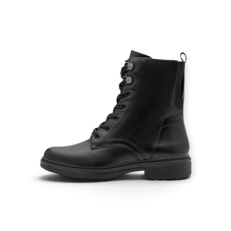 Tamaris Wide Fit Stiefelette Lace Boot Flat (Leder/Synthetik, mit seitlichen Reissverschluss) 8-85107-43 schwarz Damen