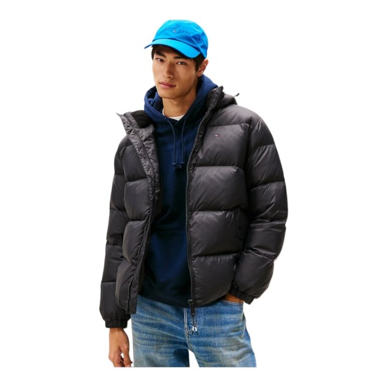 Tommy Jeans Winter-Daunenjacke Essential Down Jacket EXT mit Kapuze (warm, wasserabweisend) schwarz Herren