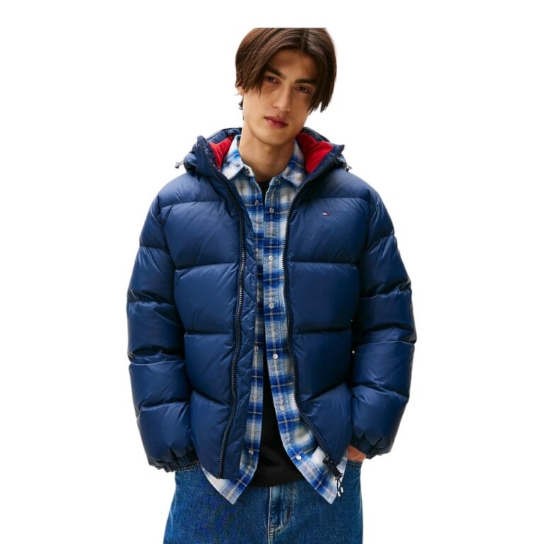 Tommy Jeans Winter-Daunenjacke Essential Down Jacket EXT mit Kapuze (warm, wasserabweisend) dunkelblau Herren