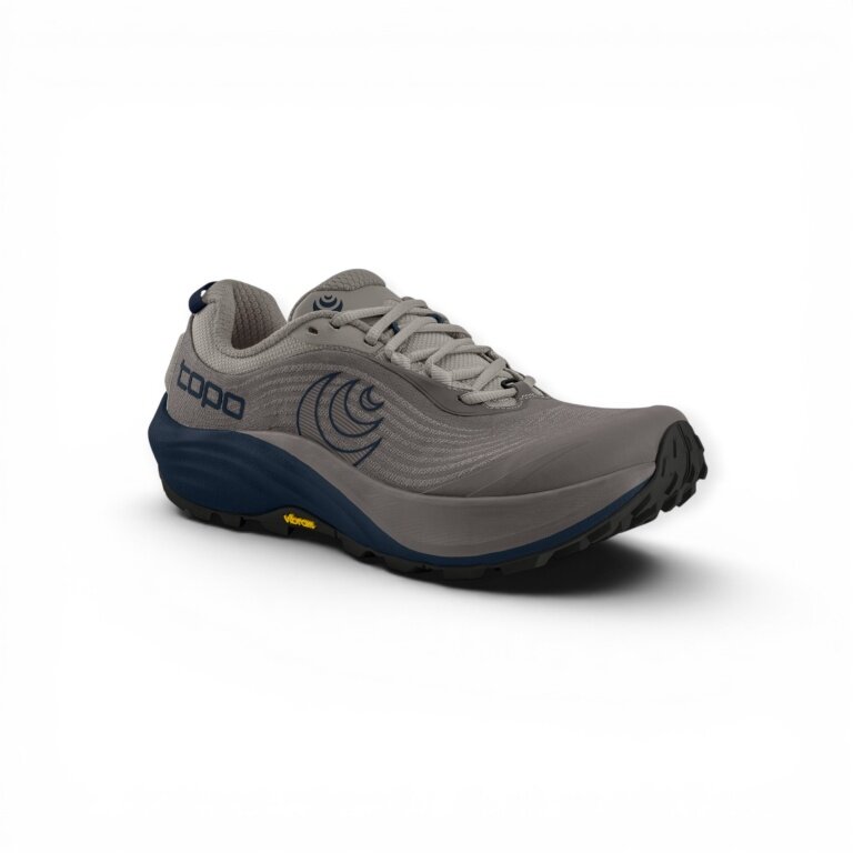 Topo Trail-Laufschuhe Pursuit 3 (Dämpfung, Langstrecke, Zero-Drop) grau/navy Herren