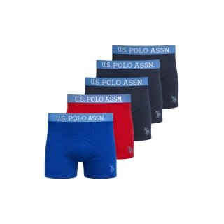 U.S. Polo Assn. Unterwäsche Boxershorts US16133 (Baumwolle) navyblau/rot/blau Herren - 5 Stück
