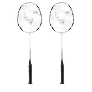 Victor Badmintonschläger AL2200 (98g/ausgewogen/mittel) <b>weiss</b>- besaitet - <b>( 2er SET ) </b>