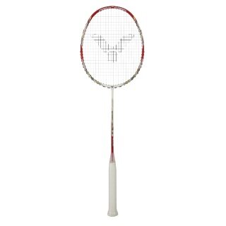 Victor Badmintonschläger DX-Light Fighter 50D (ausgewogen/steif) weiss/rot/gold - besaitet -