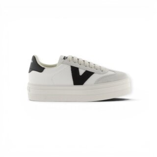 victoria Sneaker Barcelona Ciclista (Lederoptik/Veloursleder) - weiss/grau/schwarz Damen