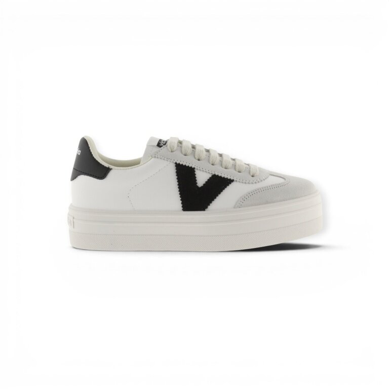 victoria Sneaker Barcelona Ciclista (Lederoptik/Veloursleder) - weiss/grau/schwarz Damen