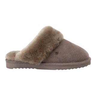 Warmbat Hausschuhe Pantoffel Flurry Suede mit Merino Schaffell moss/hellbraun Damen
