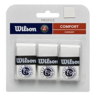 Wilson Overgrip Pro Roland Garros 0.6mm (Komfort/glatt/leicht haftend) weiss 3er