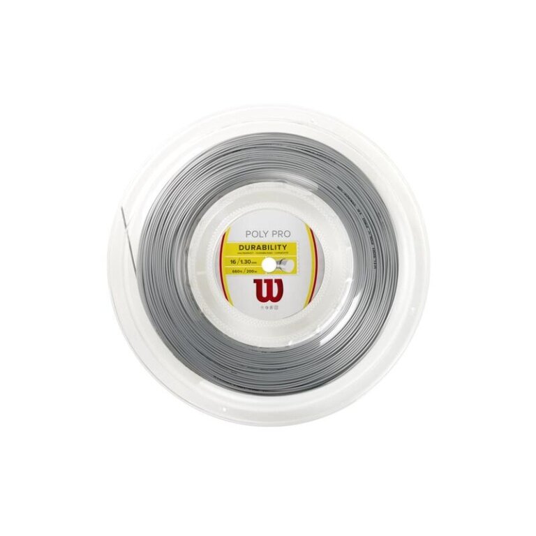 Wilson Tennissaite Poly Pro (Haltbarkeit+Power) silber 200 Meter Rolle