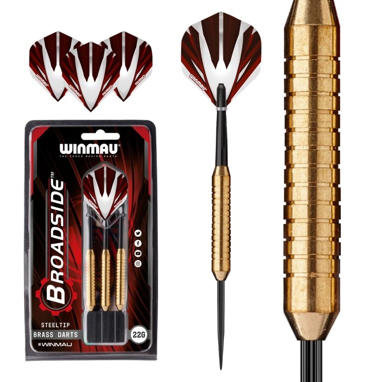 Winmau Dartpfeile Broadside Brass Steeldart 1225-22 Gramm - 3 Stück