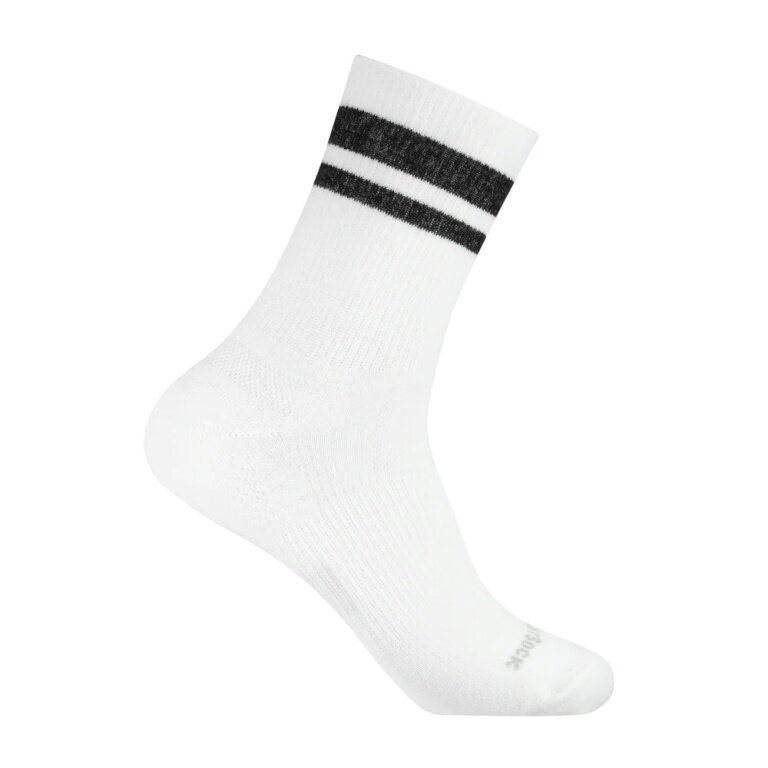 Wrightsock Tennissocke Crew Stride (wadenhoch, mitteldick, Anti-Blasen-Socke) weiss/schwarz - 1 Paar
