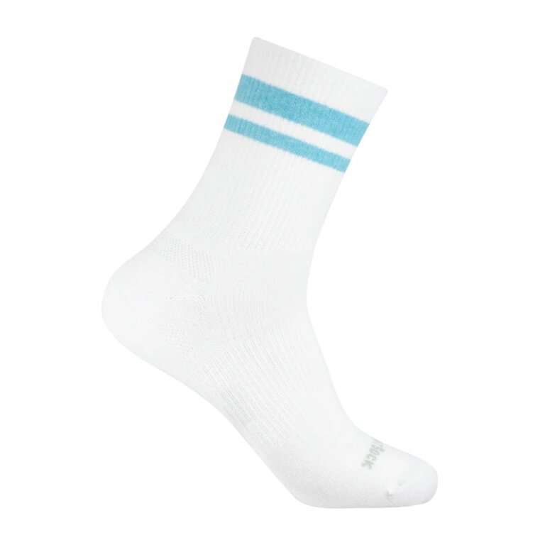 Wrightsock Tennissocke Crew Stride (wadenhoch, mitteldick, Anti-Blasen-Socke) weiss/blau- 1 Paar