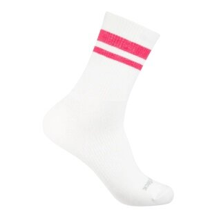 Wrightsock Tennissocke Crew Stride (wadenhoch, mitteldick, Anti-Blasen-Socke) weiss/pink - 1 Paar
