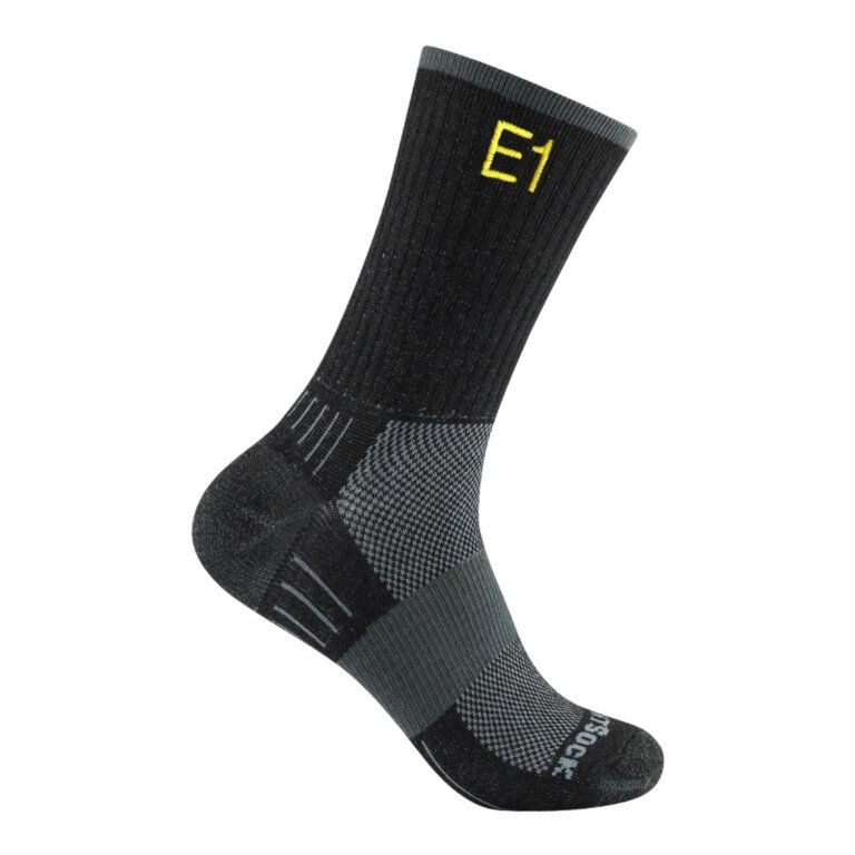 Wrightsock Wandersocke Crew Escape E1 (extra Frottee-Polsterung, mitteldick) schwarz/grau - 1 Paar