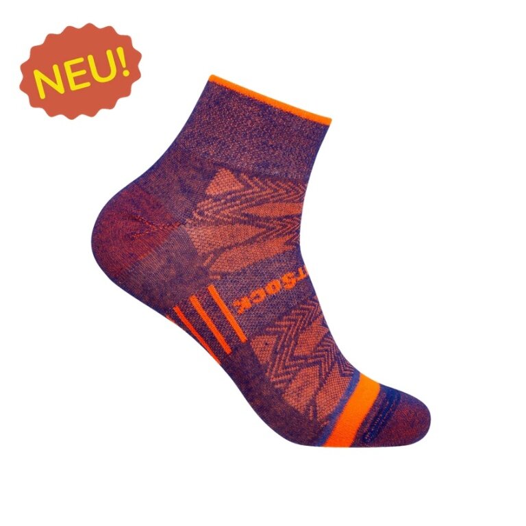 Wrightsock Sportsocken Quarter Coolmesh II (dünn, atmungsaktiv, bequem) orange/royalblau - 1 Paar