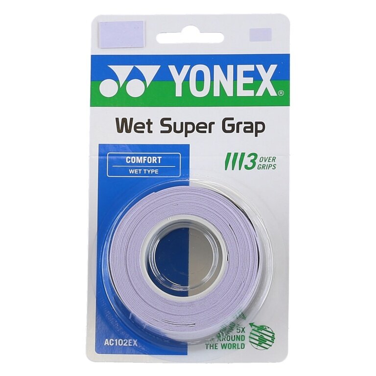 Yonex Overgrip Wet Super Grap 0.6mm (Komfort/glatt/leicht haftend) pale lila 3er