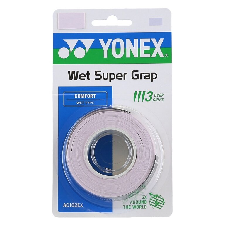 Yonex Overgrip Wet Super Grap 0.6mm (Komfort/glatt/leicht haftend) mist pink 3er