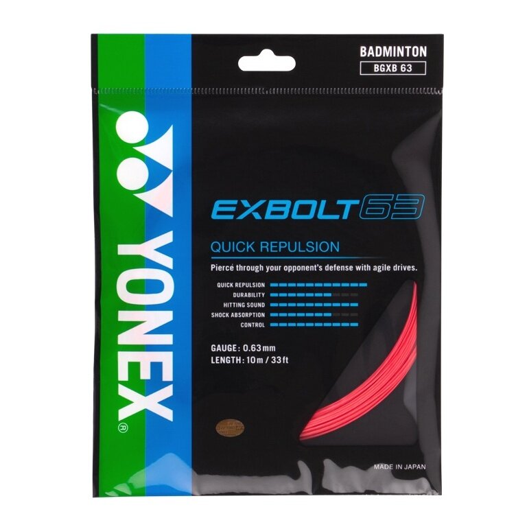 Yonex Badmintonsaite Exbolt 63 (Kontrolle) rubinrot 10m Set