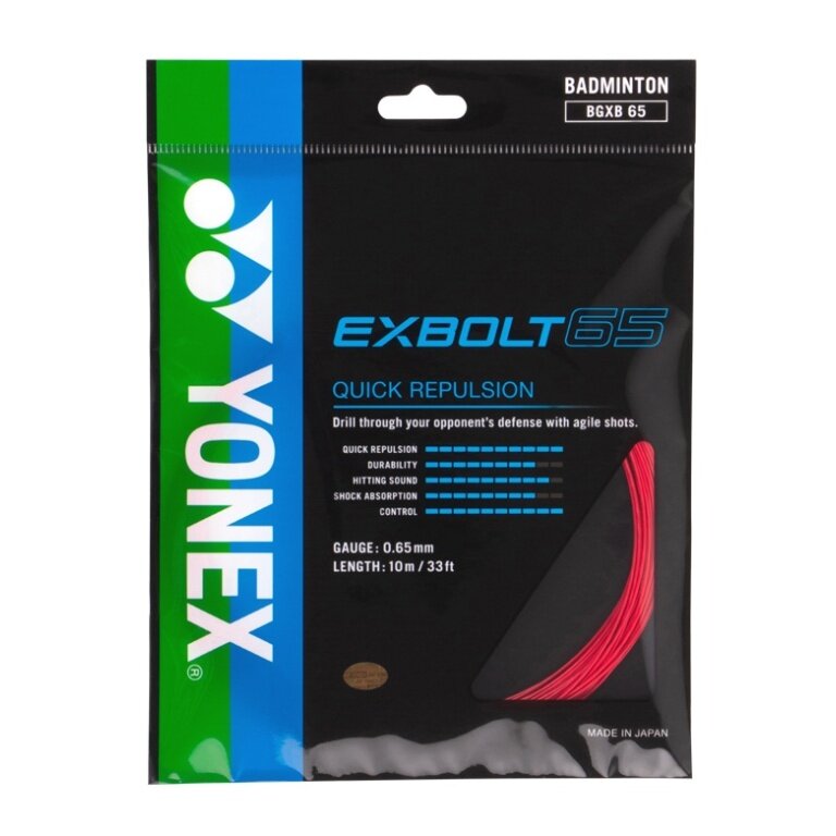 Yonex Badmintonsaite Exbolt 65 (Kontrolle) rot 10m Set