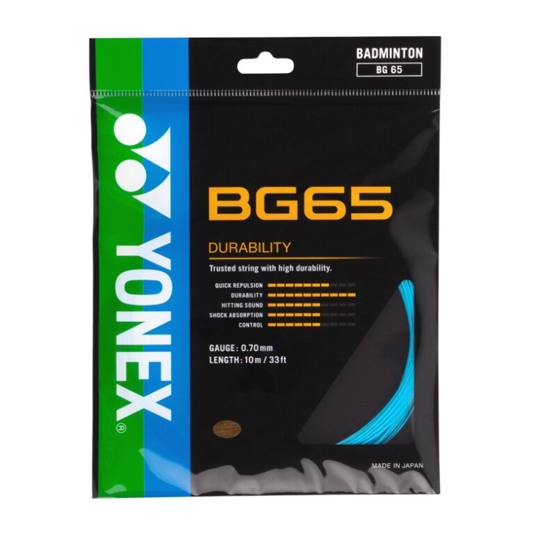Yonex Badmintonsaite BG65 (Allround+Haltbarkeit) türkisblau Set 10m