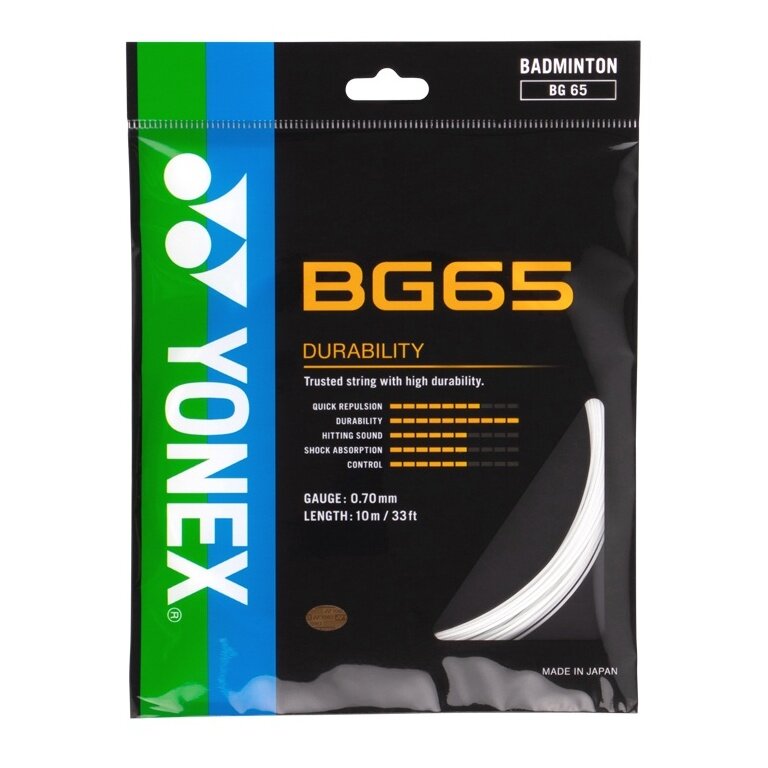 Yonex Badmintonsaite BG65 (Allround+Haltbarkeit) weiss Set 10m