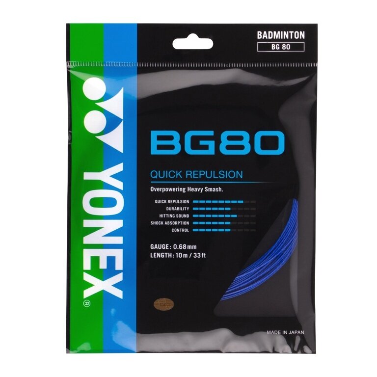 Yonex Badmintonsaite BG80 (Kontrolle+Touch) royalblau 10m Set