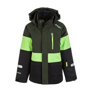 Zigzag Winter-Skijacke Taylora W-PRO 15.000 (4-Wege-Stretch, wasserdicht, winddicht) schwarz/lime/grün Kinder