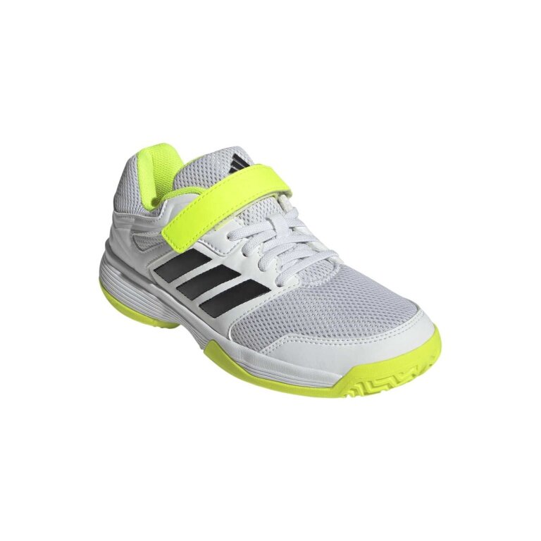 adidas Hallen-Indoorschuhe Speedcourt Velcro weiss/lime Kinder