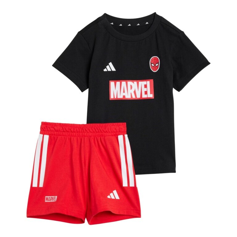 adidas Jogginganzug Marvel Spider-Man (T-shirt und kurze Hose) schwarz/rot Kleinkinder