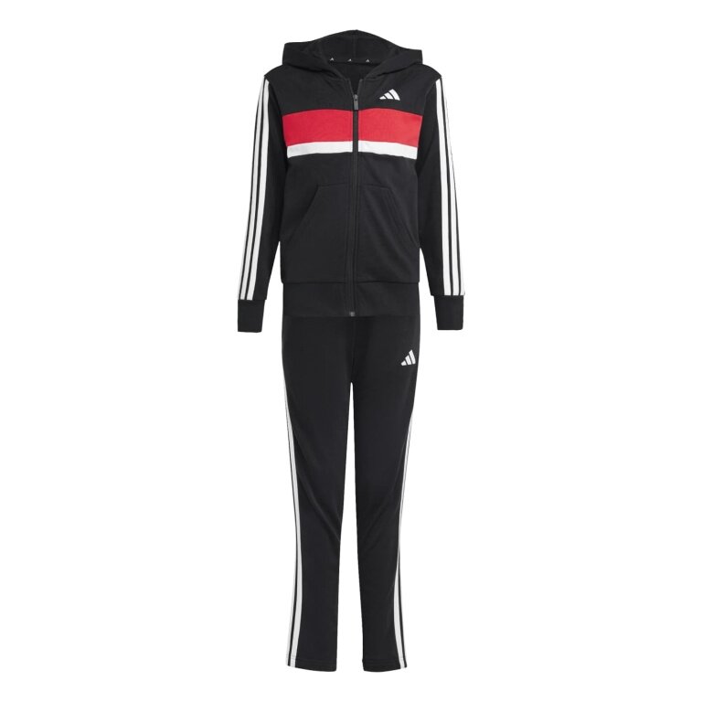 adidas Trainingsanzug Seasonal Essentials Tiberio 3-Streifen schwarz/weiss/rot Jungen