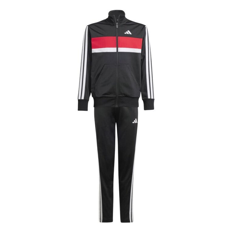 adidas Trainingsanzug Seasonal Essentials Tiberio 3-Streifen schwarz/weiss/rot Kinder