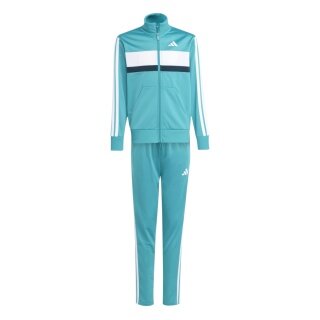 adidas Trainingsanzug Seasonal Essentials Tiberio 3-Streifen tealblau Kinder