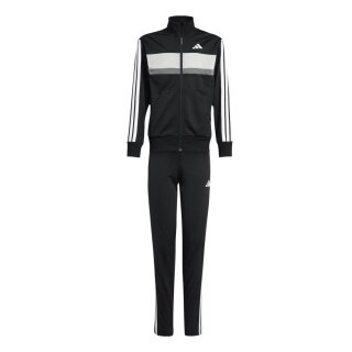 adidas Trainingsanzug Seasonal Essentials Tiberio 3-Streifen schwarz/weiss/grau Kinder