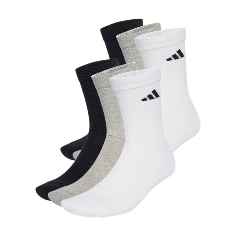 adidas Sportsocken Crew Cushion New Logo (durchgehend gepolstert) mehrfarbig weiss/grau/schwarz - 6 Paar