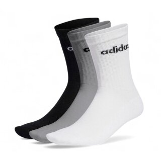 adidas Sportsocken Linear Crew Cushioned (Baumwolle) weiss/grau/schwarz - 3 Paar